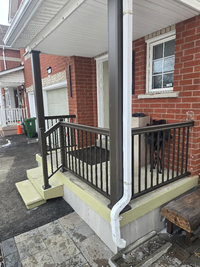 Custom aluminum railing on a residential front entry
